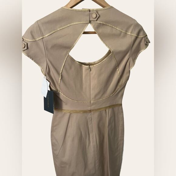 Zac Posen Khaki Eclipse Sheath Cocktail Dress Size 6 - Picture 15 of 16